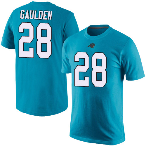 Carolina Panthers Men Blue Rashaan Gaulden Rush Pride Name and Number NFL Football #28 T Shirt